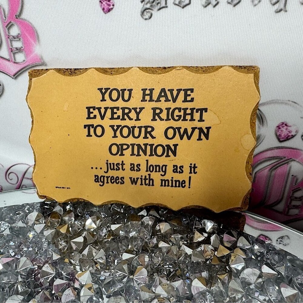 Wooden plaque 1964 postcard Decorative with Quote funny humor vintage cork